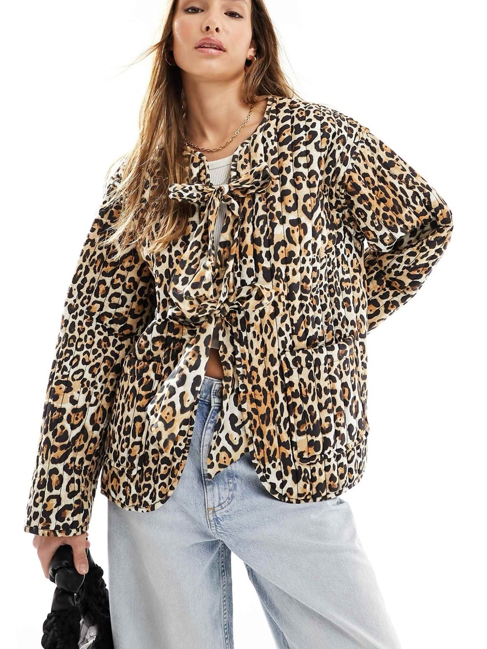 ASOS Leopard Print Tie-Front Jacket Size Extra Small